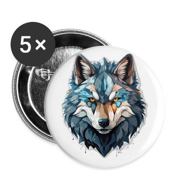 Wolf - Illustration - Buttons klein 25 mm (5er Pack) - Weiß - Vorne