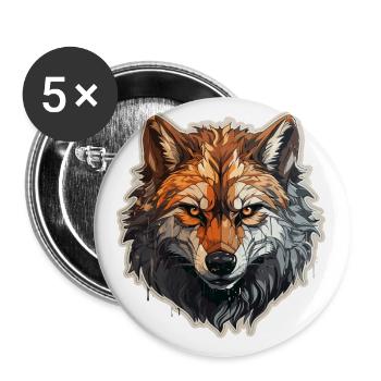 Wolf - Illustration - Buttons klein 25 mm (5er Pack) - Weiß - Vorne