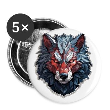 Wolf - Illustration - Buttons klein 25 mm (5er Pack) - Weiß - Vorne