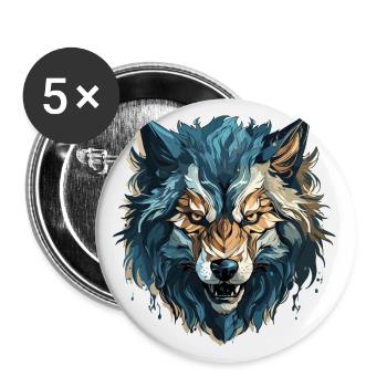 Wolf - Illustration - Buttons klein 25 mm (5er Pack) - Weiß - Vorne