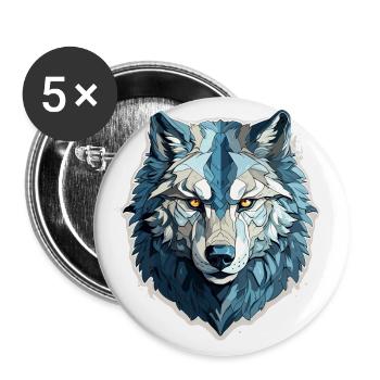 Wolf - Illustration - Buttons klein 25 mm (5er Pack) - Weiß - Vorne