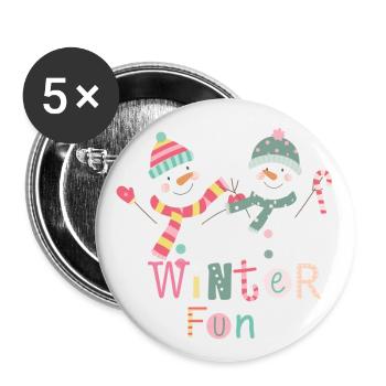 Winter Fun Funny Snowman Colorful Christmas - Buttons small 1''/25 mm (5-pack) - white - Front