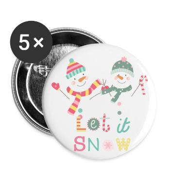 Fun Snowman Let It Snow Colorful Christmas - Buttons small 1''/25 mm (5-pack) - white - Front
