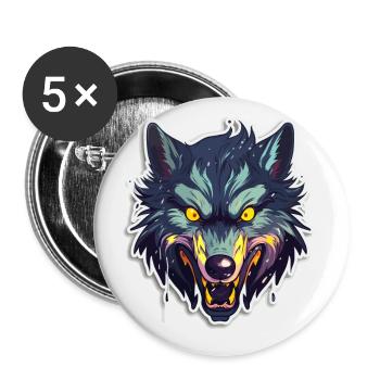Wolf - Illustration - Buttons klein 25 mm (5er Pack) - Weiß - Vorne