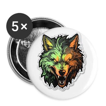 Wolf - Illustration - Buttons klein 25 mm (5er Pack) - Weiß - Vorne