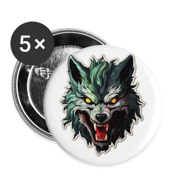 Wolf - Illustration - Buttons klein 25 mm (5er Pack) - Weiß - Vorne