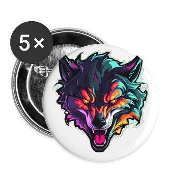 Wolf - Illustration - Buttons klein 25 mm (5er Pack) - Weiß - Vorne