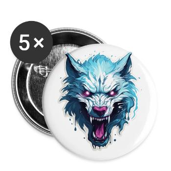 Wolf - Illustration - Buttons klein 25 mm (5er Pack) - Weiß - Vorne