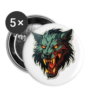 Wolf - Illustration - Buttons klein 25 mm (5er Pack) - Weiß - Vorne