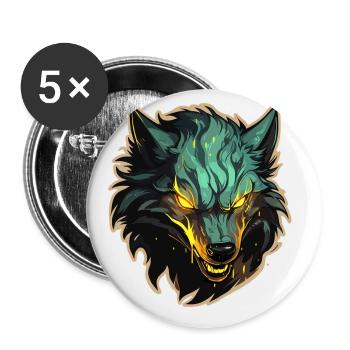 Wolf - Illustration - Buttons klein 25 mm (5er Pack) - Weiß - Vorne
