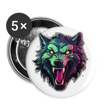 Wolf - Illustration - Buttons klein 25 mm (5er Pack) - Weiß - Vorne