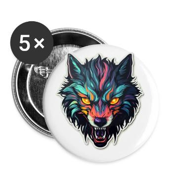 Wolf - Illustration - Buttons small 1''/25 mm (5-pack) - white - Front