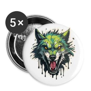 Wolf - Illustration - Buttons klein 25 mm (5er Pack) - Weiß - Vorne