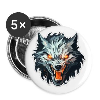 Wolf - Illustration - Buttons klein 25 mm (5er Pack) - Weiß - Vorne