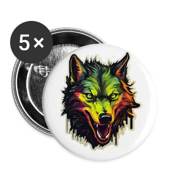 Wolf - Illustration - Buttons klein 25 mm (5er Pack) - Weiß - Vorne