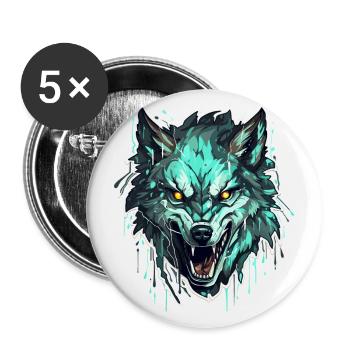 Wolf - Illustration - Buttons klein 25 mm (5er Pack) - Weiß - Vorne