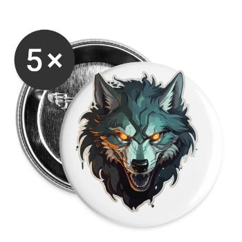 Wolf - Illustration - Buttons klein 25 mm (5er Pack) - Weiß - Vorne