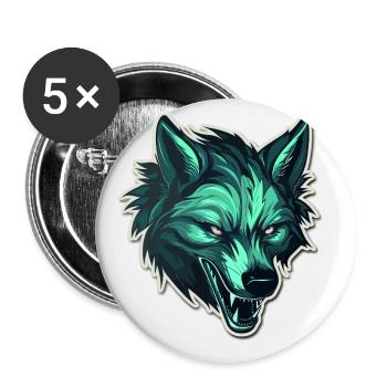 Wolf - Illustration - Buttons klein 25 mm (5er Pack) - Weiß - Vorne