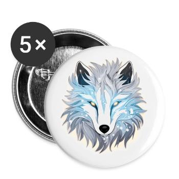 Wolf - Illustration - Buttons klein 25 mm (5er Pack) - Weiß - Vorne