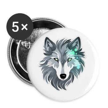 Wolf - Illustration - Buttons klein 25 mm (5er Pack) - Weiß - Vorne