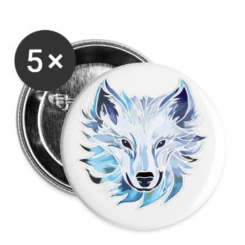 Wolf - Illustration - Buttons klein 25 mm (5er Pack) - Weiß - Vorne