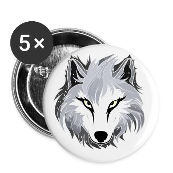 Wolf - Illustration - Buttons klein 25 mm (5er Pack) - Weiß - Vorne