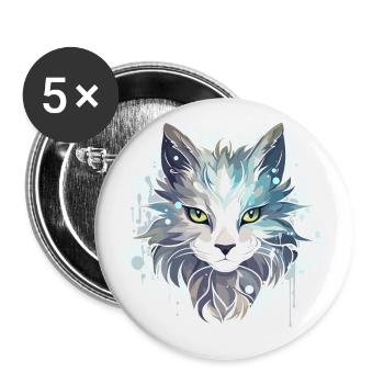 Katze - Illustration - Buttons klein 25 mm (5er Pack) - Weiß - Vorne