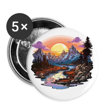 Paysage - Illustration - Lot de 5 petits badges (25 mm) - blanc - Devant
