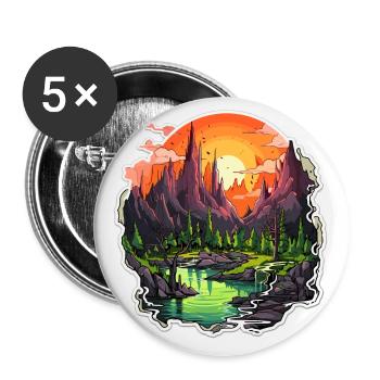 Paysage - Illustration - Lot de 5 petits badges (25 mm) - blanc - Devant