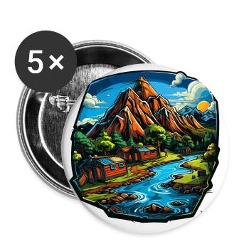 Landscape - Illustration - Buttons small 1''/25 mm (5-pack) - white - Front