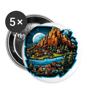 Landscape - Illustration - Buttons small 1''/25 mm (5-pack) - white - Front