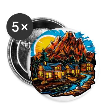 Landscape - Illustration - Buttons small 1''/25 mm (5-pack) - white - Front