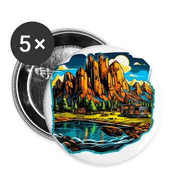 Paysage - Illustration - Lot de 5 petits badges (25 mm) - blanc - Devant