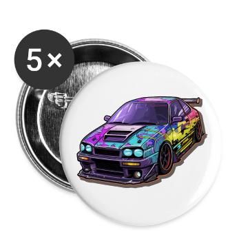 Voiture - Illustration - Lot de 5 petits badges (25 mm) - blanc - Devant