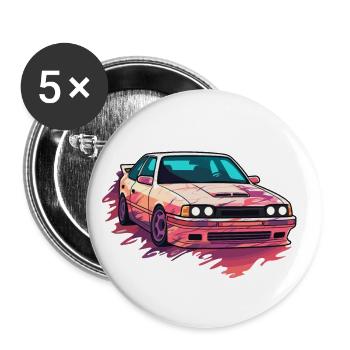 Auto - Illustration - Buttons klein 25 mm (5er Pack) - Weiß - Vorne