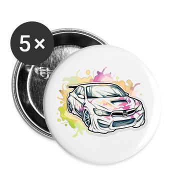 Car - Illustration - Buttons small 1''/25 mm (5-pack) - white - Front