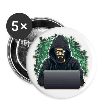 Hacker éthique - Illustration - Lot de 5 petits badges (25 mm) - blanc - Devant