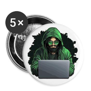 Hacker éthique - Illustration - Lot de 5 petits badges (25 mm) - blanc - Devant