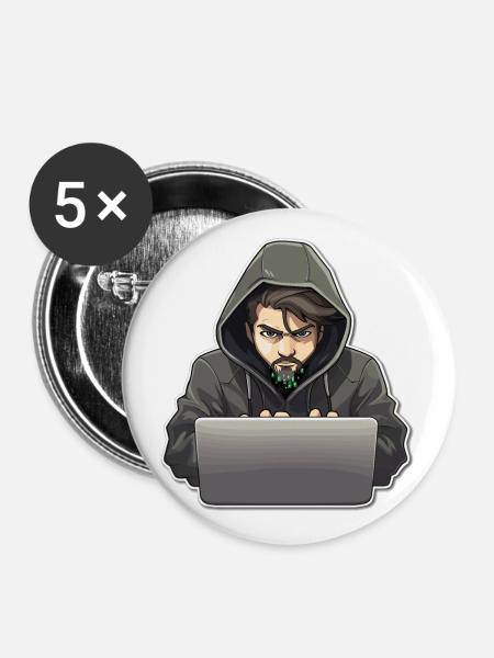 Ethical Hacker - Illustration - Buttons klein 25 mm (5er Pack) - Weiß