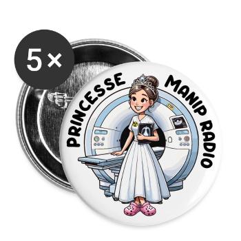 Princesse Manip Radio Manipulatrice Radiologie - Lot de 5 petits badges (25 mm) - blanc - Devant