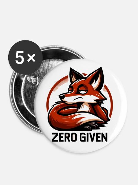 Zero Given - Fuchs Illustration - Buttons klein 25 mm (5er Pack) - Weiß