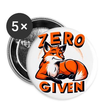 Zéro donné - Illustration de renard - Lot de 5 petits badges (25 mm) - blanc - Devant