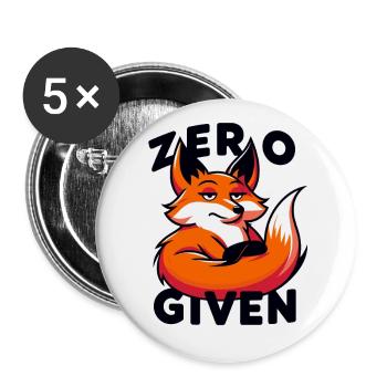 Zéro donné - Illustration de renard - Lot de 5 petits badges (25 mm) - blanc - Devant