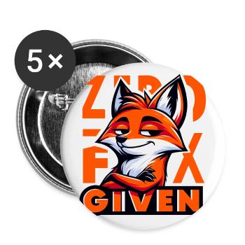 Zéro donné - Illustration de renard - Lot de 5 petits badges (25 mm) - blanc - Devant