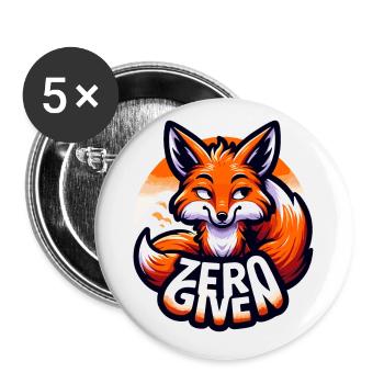 Zéro donné - Illustration de renard - Lot de 5 petits badges (25 mm) - blanc - Devant