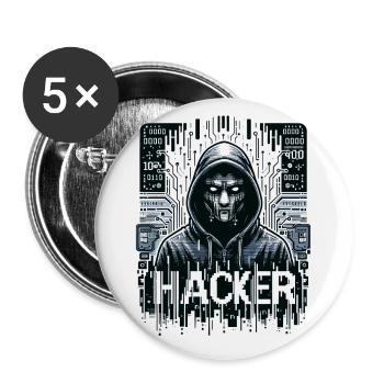 Hacker - Illustration - Buttons klein 25 mm (5er Pack) - Weiß - Vorne