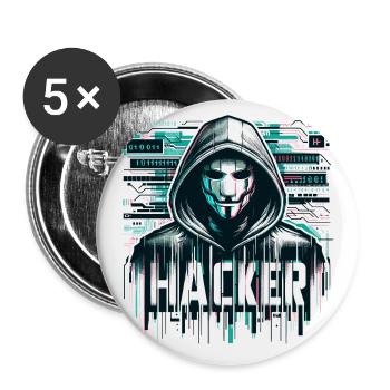 Hacker - Illustration - Buttons klein 25 mm (5er Pack) - Weiß - Vorne