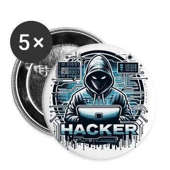 Hacker - Illustration - Buttons klein 25 mm (5er Pack) - Weiß - Vorne