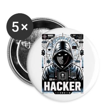 Hacker - Illustration - Buttons klein 25 mm (5er Pack) - Weiß - Vorne