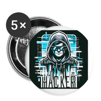 Hacker - Illustration - Buttons klein 25 mm (5er Pack) - Weiß - Vorne